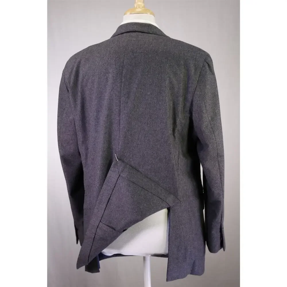 Sid Mashburn Kincaid No. 3 Gray Wool Cashmere Flannel Double Breasted Blazer 46R